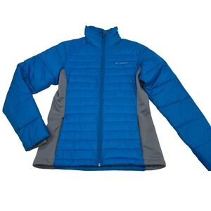 Colubmia Womens Small Puffer Jacket Blue Lightweight Packable Synthetic Fill
